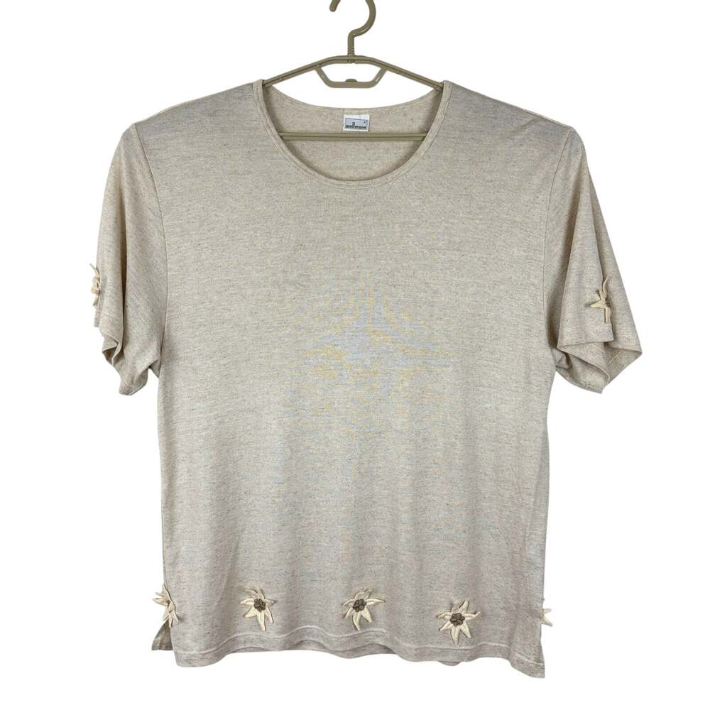 Wallmann Oatmeal Beige Linen Blend Tunic Tee Shirt 42/ XL neutral sustainable